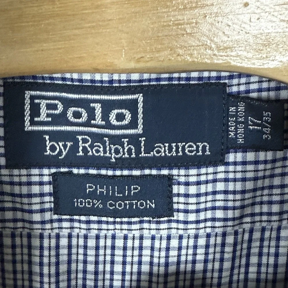 Polo Ralph Lauren Men 17-34/35 Phillip Cotton Gingham Check‎ Long Sleeve Shirt